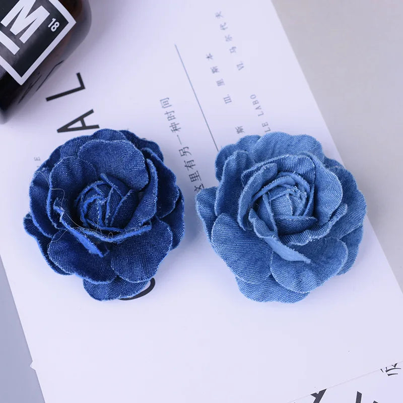 New Arrival Multi Denim Fabric Flowers DIY Cloth Dress Patch Jewelry Hair Accessories Small Fabric Hair Accessories Flower