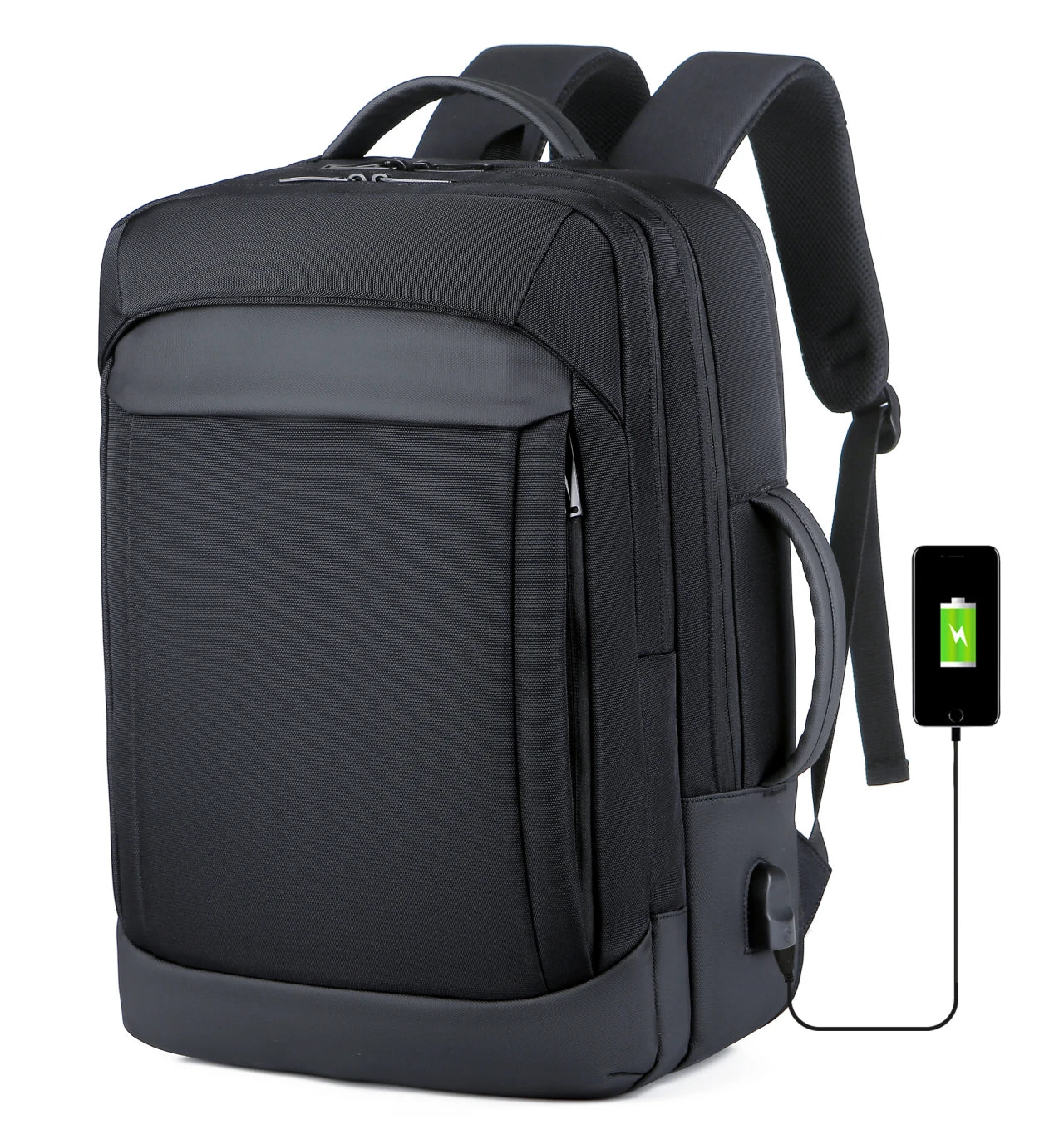 Laptop Backpack Oxford Large Capacity 15.6 Inch Black Waterproof Custom Logo Travel Business Expandable Bagpack