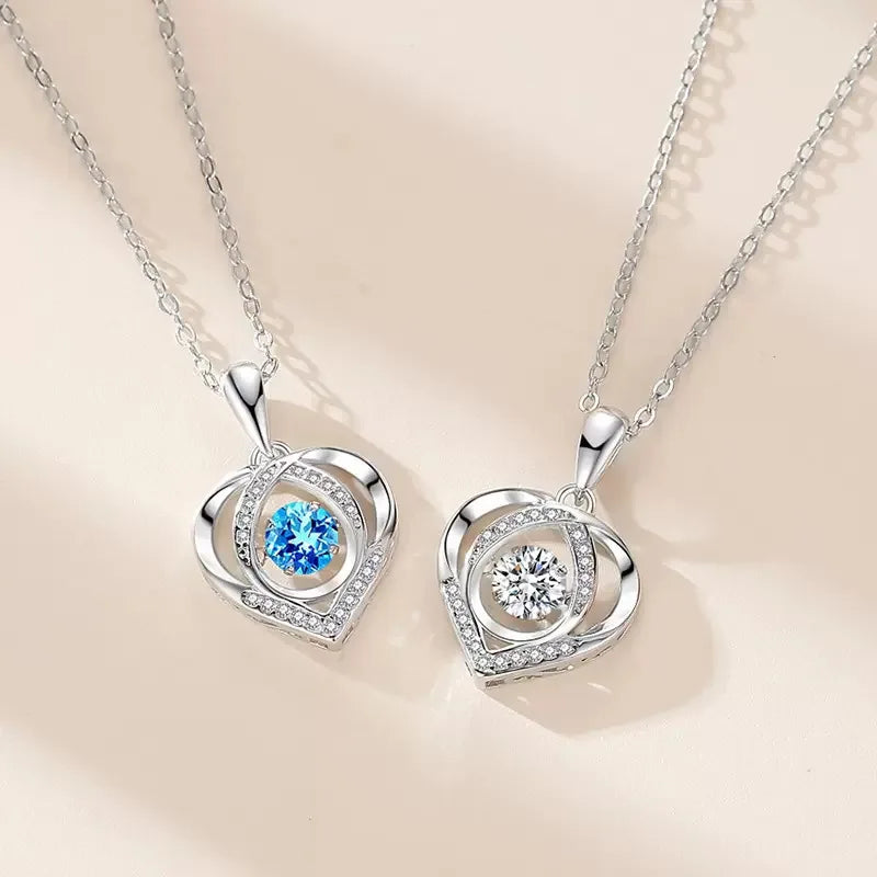 Tiktok Beating Heart Heartbeat Vibrate Pendant Necklace Shiny Eternal Cubic Zircon Necklace Romantic Valentine Gift for Women