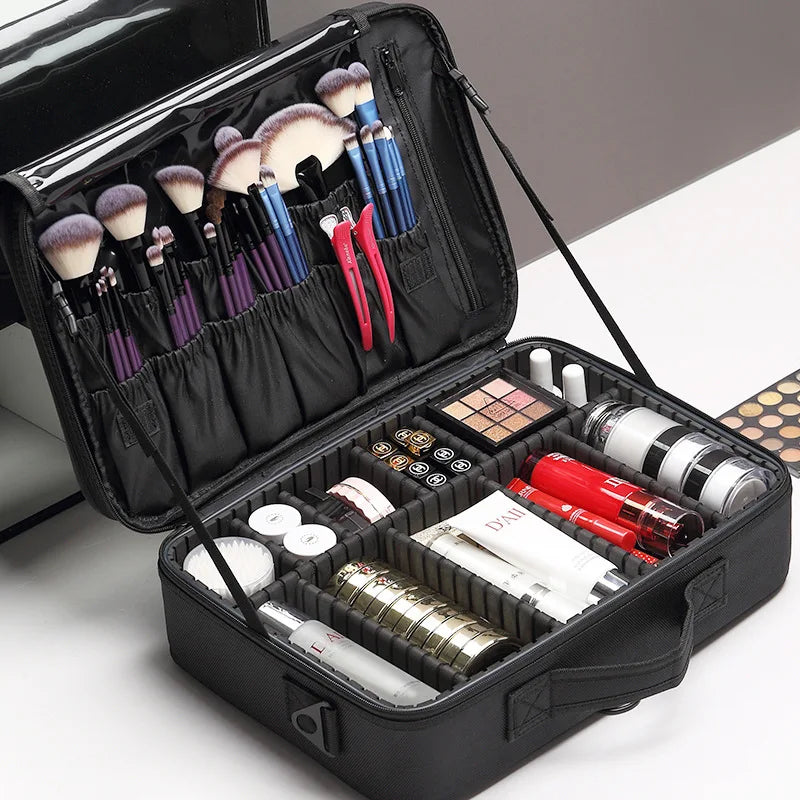 Travel Makeup Train Case Makeup Cosmetic Case Organizer Portable Artist Cosmetic Bag With Adjustable Divider Luxury Cosmetic Bag