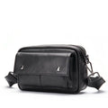 Luxury Black Genuine Leather Mobile Phone Side Chest Sling Crossbody Luggage Travel Shoulder Messenger Bag for Men Women's
