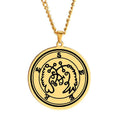 Gold Seals of the 72 Spirits the Lesser Key of Solomon King Asmoday Demon Origins Goetia 61-72 Stainless Steel Pendant Necklace