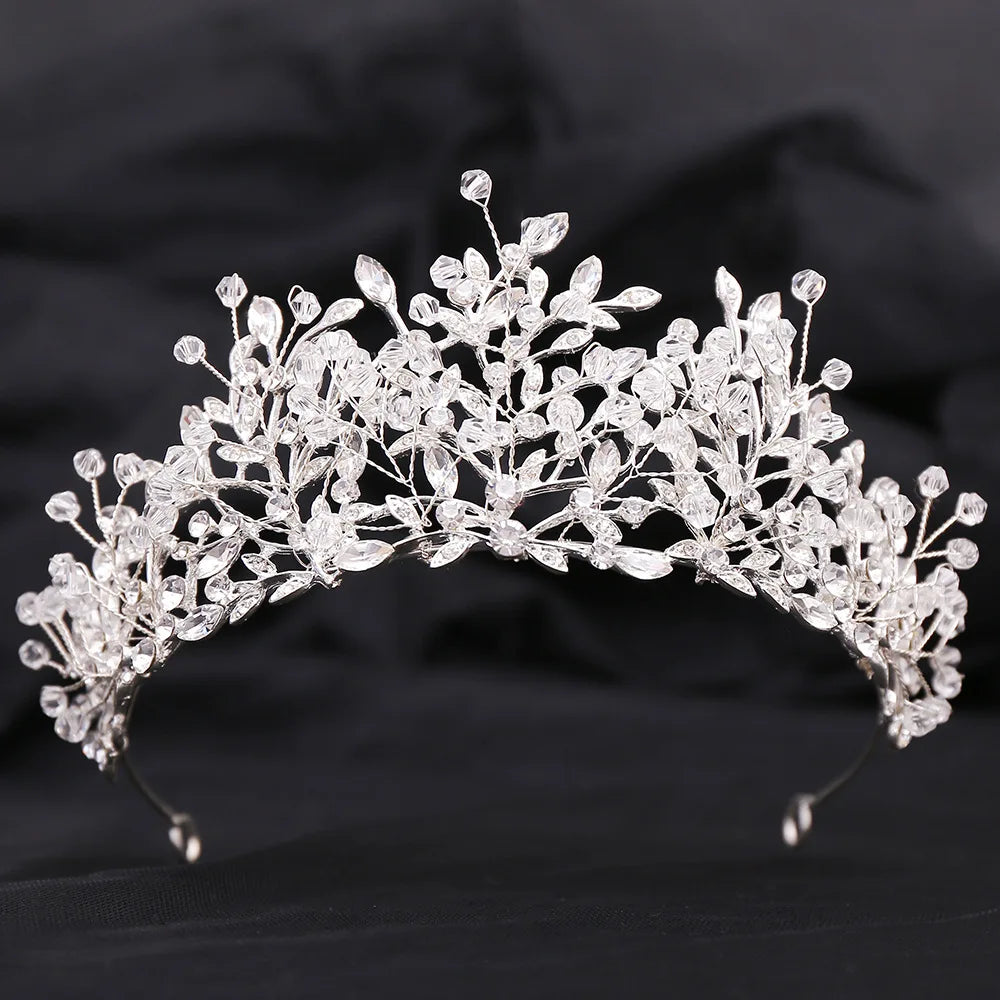SLBRIDAL Handmade Colorful Rhinestones Crystal Pearls Bridal Tiara Headband Wedding Bridesmaids Crown Women Girls Hair Jewelry