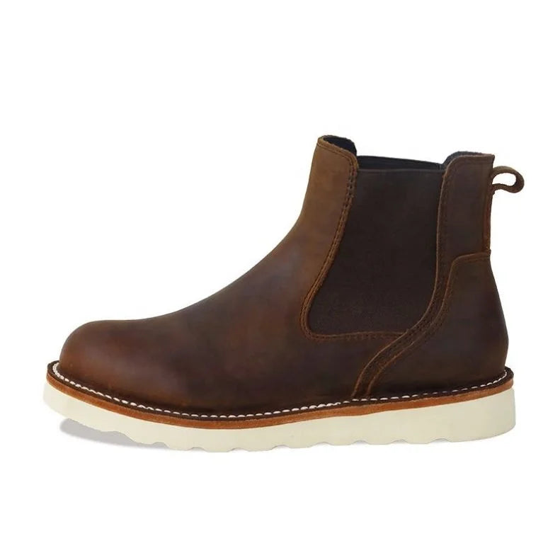 Goodyear Chelsea Motorcycle Boots Ankle Height Increasing Western Desert Style Autumn Winter Round Toe Casual Combat Boot