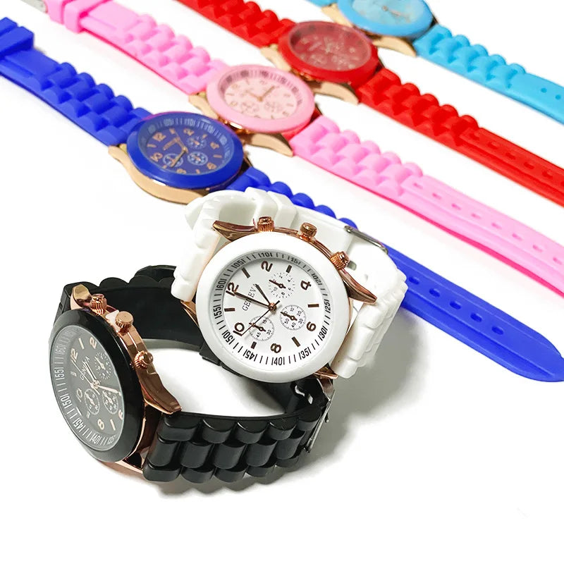 Cheap Wholesale Geneva Silicone+Metal Band Jelly Fashion Men's Women's Quartz Watch Different Colors Graduation Diwali Promotion