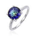C5035 Fast Delivery Custom Classic 925 Sterling Silver Big Mystic Quartz Blueish Color Stone Rings Jewelry Women Simple