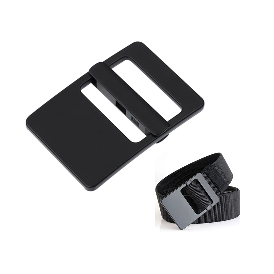 Custom 1.5 Inch Squared Design Logo Black Adjustable Metal Belt for Buckle