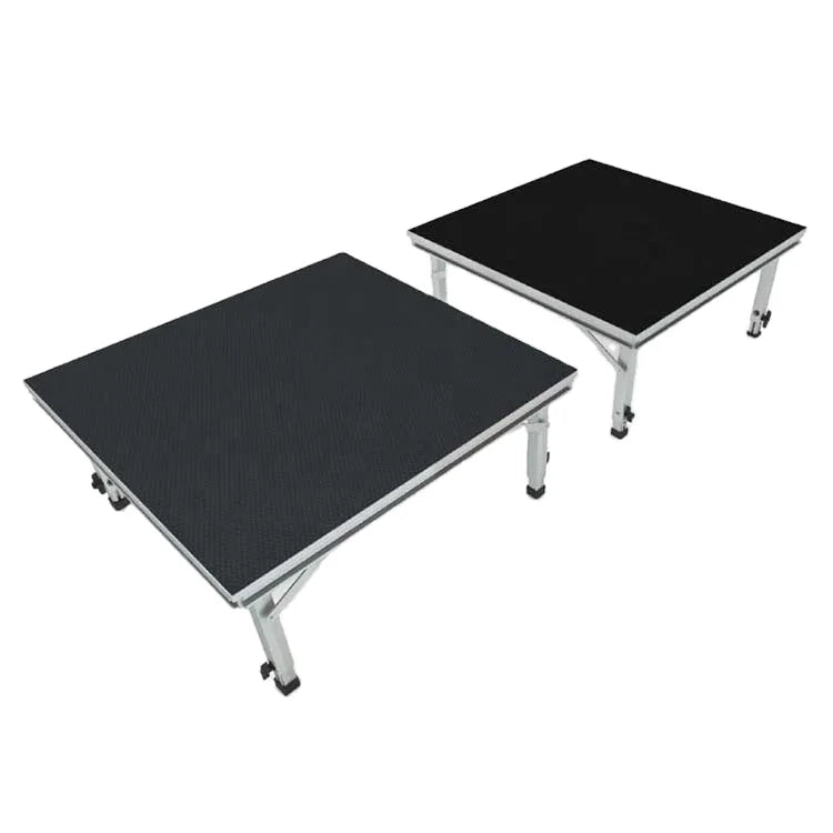 TUV Tested Portable Stage System Aluminum 6061-T6 with Black Surface Foldable Plywood Platform and Four Legs for Event Stage