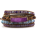 Summer Fashion Women Armbander Multicolor Crystal Natural Stones Mixed Druzy Charm 5X Wrap Bracelets