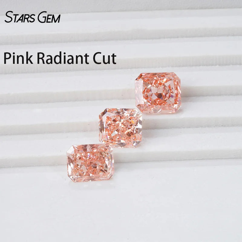 Radiant Cut Pink Color Lab Created Diamond Hpht 1CT  Loose Lab Grown Diamond