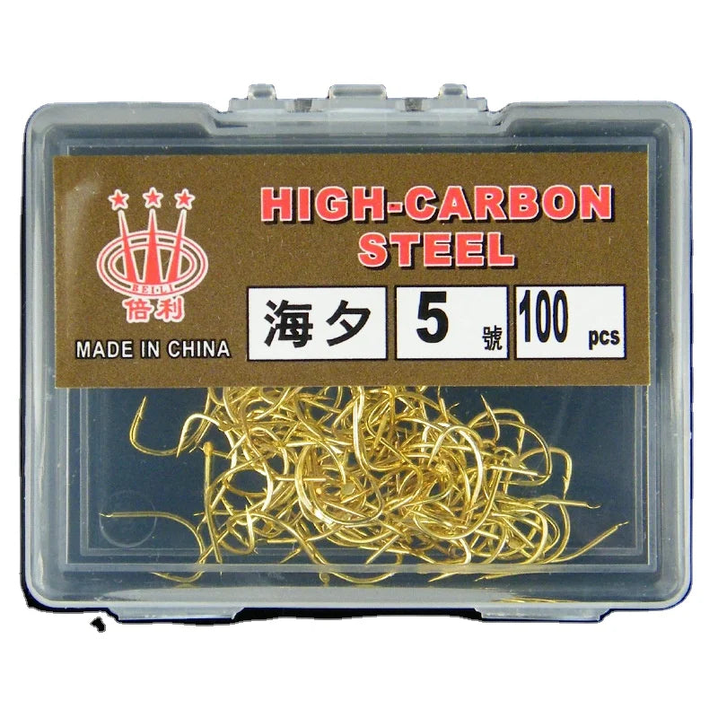 Fishing Hooks 100pcs/box High Carbon Steel Fishhook With a Hangnail Fishing Connector Tool Set High Quality Fishing Hooks