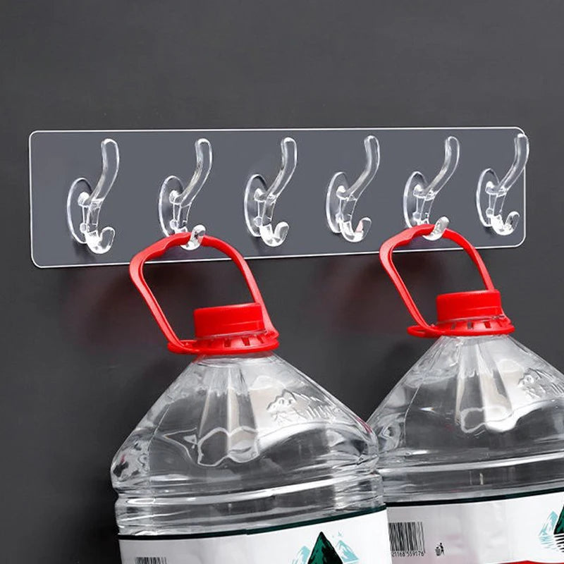 Multifunctional 6cm Punch-free Non-marking Stickers Transparent Hanger Hook Self Adhesive Wall Hook Nordic