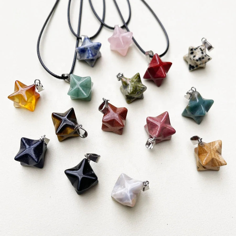 Wholesale Mixed Semi-Precious Healing Stones Crystal Merkaba Pendant