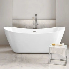 KMRY KB-7020 2025 New Style Modern Eco-Friendly Soaking Pool White Oval Acrylic Freestanding Bathtub Center Drain Bathroom