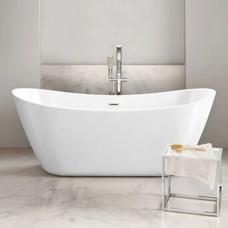 KMRY KB-7020 2025 New Style Modern Eco-Friendly Soaking Pool White Oval Acrylic Freestanding Bathtub Center Drain Bathroom
