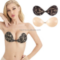 E F Cup Breast Holder Strapless Invisible Lace Sticky Floral Bra for Women Closure Push up Bra
