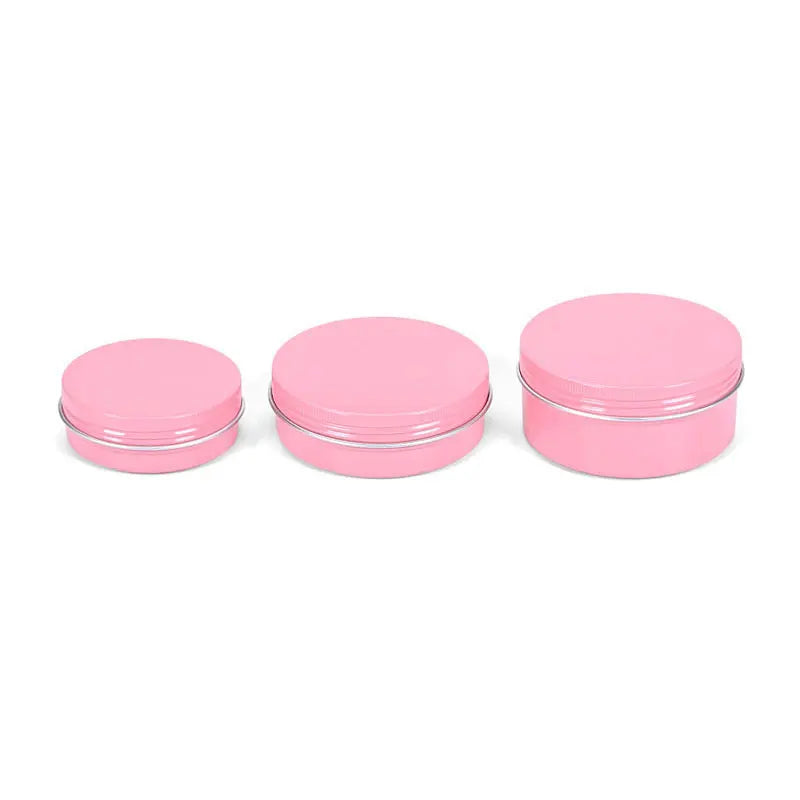 Pink Aluminum Screw Top Tin Can Cosmetic Container for Skin Care Travel Storage Tin Jar for Lip Balm Salve Spice Craft Storage