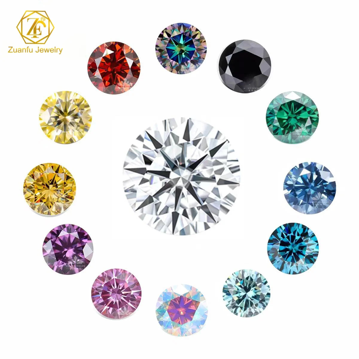 Wholesale Round Brilliant Cut VVS Loose Moissanite Stone in Various Colors with GRA for Jewelry Making