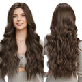 Long Wavy MONO Lace Front Synthetic Wig Brown Monofilament Lace Wigs for Women Heat Resistant Futura Fiber Handmade Hair