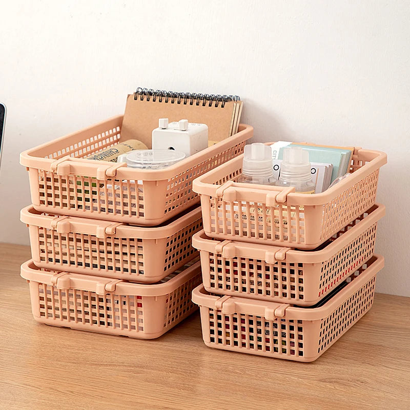 8 Sizes Plastic Kitchen Fruit Vegetable Drain Storage Basket Organizer Daily Sundries Plastic Storage Basket With Handle
