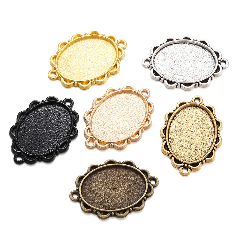20*18mm Inner Size 6 Color Classical Style Oval Cabochon Base Setting Charms Pendant 36*25mm C31