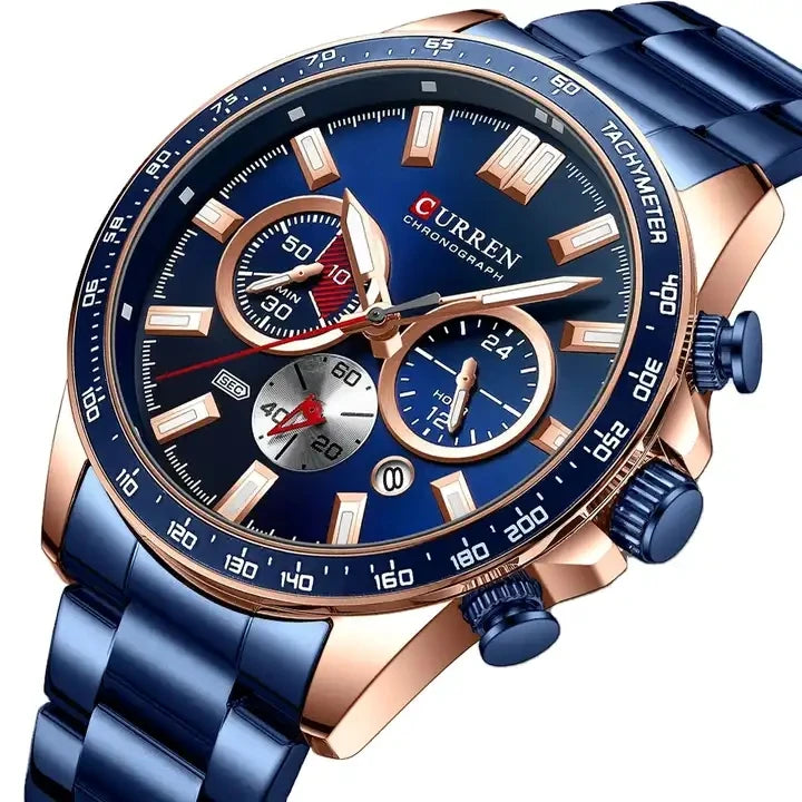 CURREN 8418 Man WristWatch Waterproof Chronograph Men Watch Green Top New Luxury Stainless Steel Sport Male Clock Wrist Watches