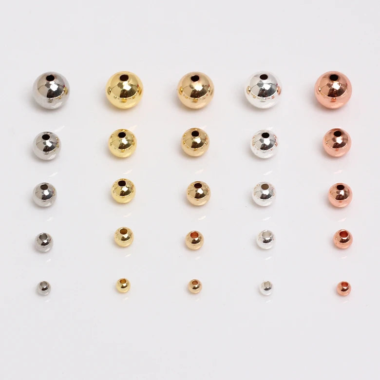 Glossy 4mm 14k 18k Gold Color-Preserving Brass Spacer Beads 4 Colors of Loose Beads for DIY Jewelry Metal Beads
