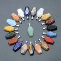 Polished Mini Coffin Gemstone Pendant Natural Tiger Eye Amethyst Green Aventurine Crystal Stone Coffin Pendants for DIY Jewelry