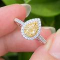 Korea Style Fashion Luxury Jewelry Real 18k Gold Rings Women Gold Pear Natural Yellow Diamond Rings for Couples Online