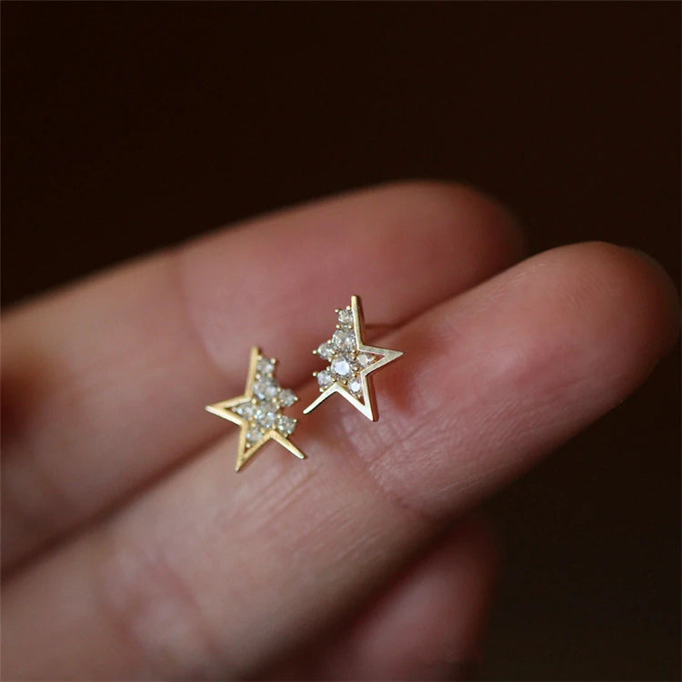 2025 Hiphop Girls Design Sterling Silver Half Star Earrings