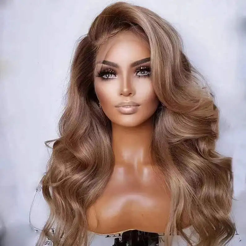 Fast Shipping Ombre Brown Color Body Wave Cuticle Aligned Human Hair Lace Front Wigs
