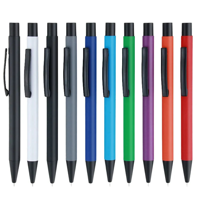 Custom Logo Metal Ballpoint Pens 1.0mm Writing Width Orange Business Gifts Cheap Stationery Advertising Rubber Ballpoint Pen