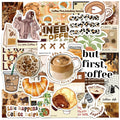 50pcs Ins Style Delicious Coffee PVC Self Adhesive Stickers for Laptop Phone Case Suitcase Skateboard Guitar and Books