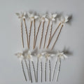 SLBRIDAL Handmade INS Style Pearls Ceram Flower Bridal Hair Pin Set Wedding Hair Sticker Hair Accessories Women Jewelry