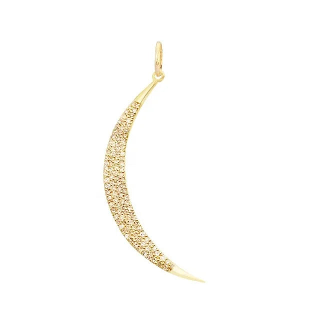925 Sterling Silver Jewelry Pave Diamond Crescent Moon Charm Pendant Gold for Necklace DIY Jewelry Making
