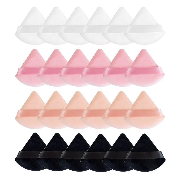 Wholesale Bulk Soft Velvet Dry and Wet Makeup Puff Cosmetic Puff Private Label Pink Skin Black White Triangle Loose Powder Puff