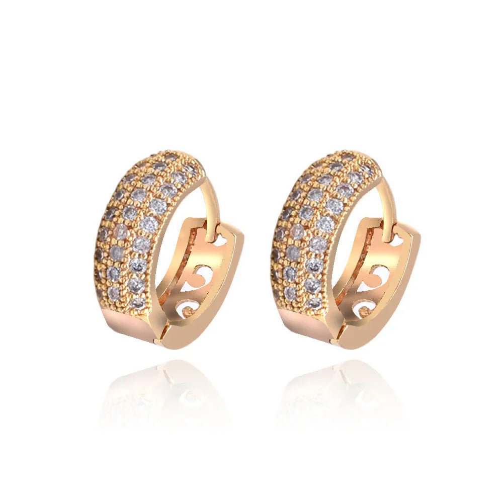 Fashion Design Color Stone CZ Cubic Zircon Gold Plated Mini Huggie Hoop Earrings Womens Earring