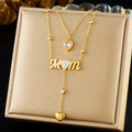 Mother's Day Gift Luxury Stainless Steel Chain Zirconia Fashion Layered Necklaces for MOM