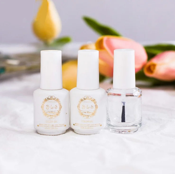 15ml Clear Glass Nail Gel Bottle with Screw Cap Quick Drying Glue Bottle Small BNC Brush Cap for Cosmetics