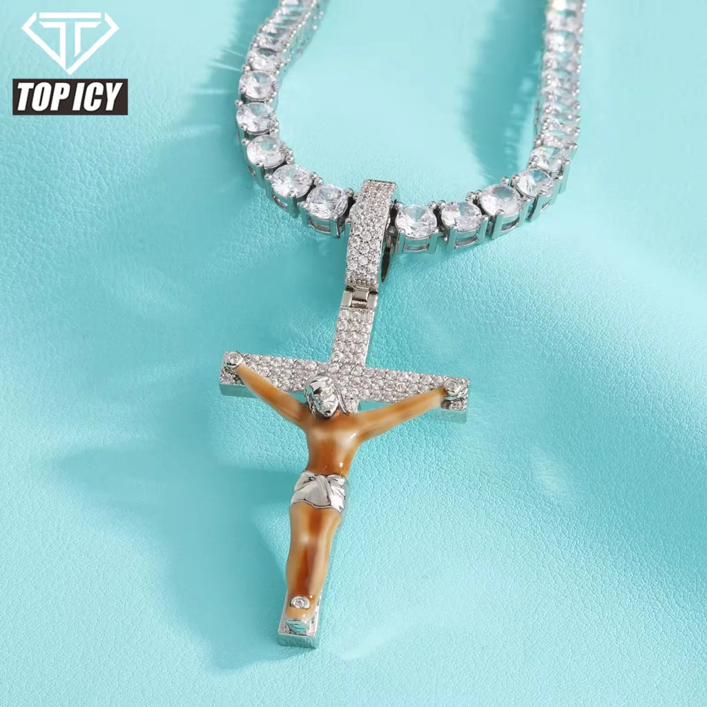 Iced Out Jesus Cross Pendant Jewelry Hot Selling Zircon Cross Pendant Fashion Simple Cross Pendant Necklace Jewelry