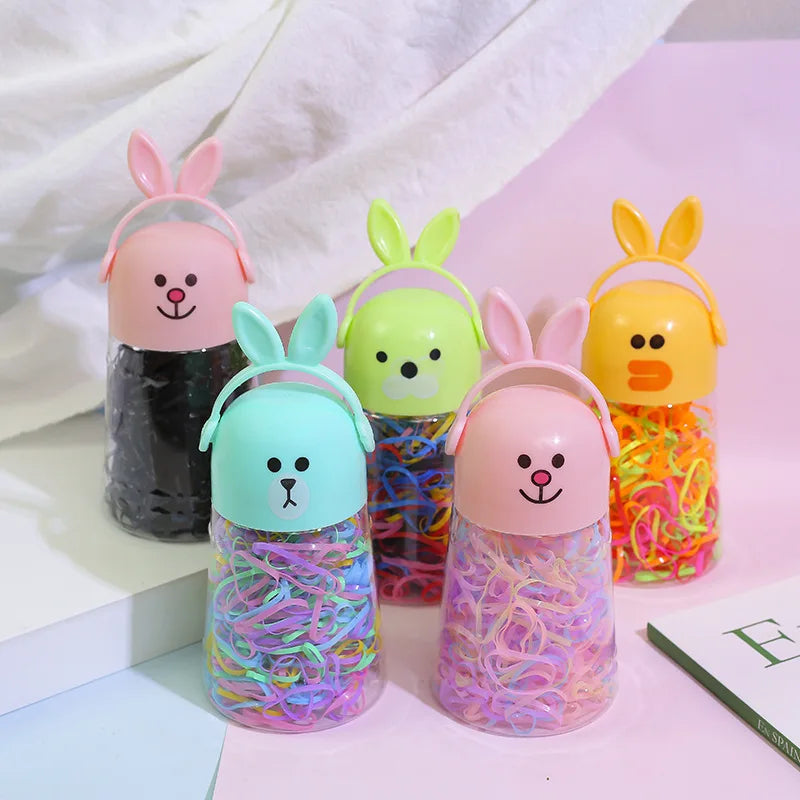 New Hot Selling Cute Box Colors Hair Rubber Bands 5 Colors Rabbit Elastic Hair Ties for Women Girls Hair Coil