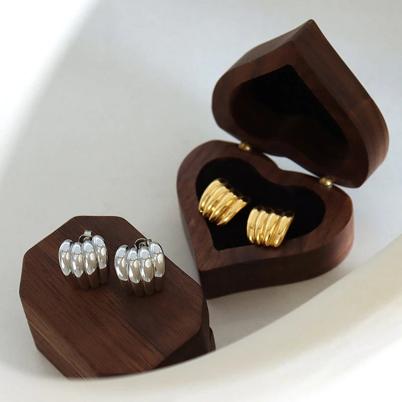 18K  Gold Plating Semi Circle Banana Fruit High Polish Stainless Steel Stud Earrings