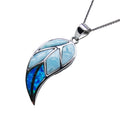 Hot Selling Silver Jewelry Natural Dominica Larimar & Blue Opal Leaf Pendant for Women's Jewelry