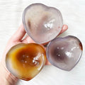 Agate Stone Crystal Bowl Natural Agate Heart Crystal Carving Energy Healing Bowl for Home Decoration