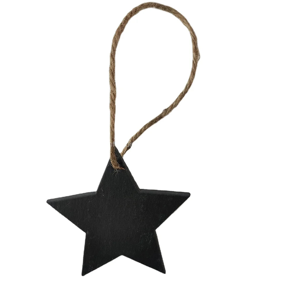 Wholesale Black Handing Engraved Five-pointed Star Decoration Christmas Slate Garden Ornaments