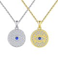 RINNTIN Hot Trendy Eye Charm Necklace 925 Sterling Silver Gold Plated Blue Zircon Dainty Eviler Eye Pendant Necklace 14K Women
