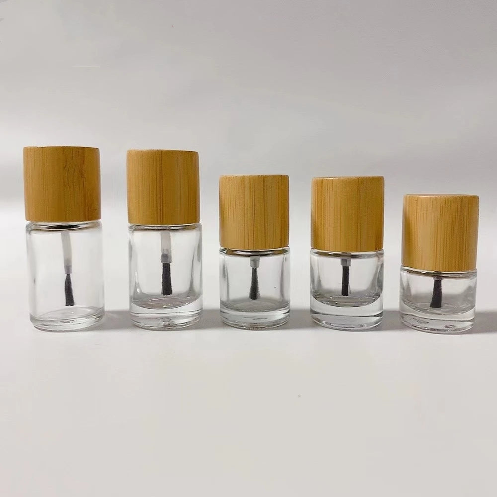 High-end Design Empty 5ml 8ml 10ml 12ml 15ml Round or Square Glass Nail Polish Bottle with Bamboo Lid