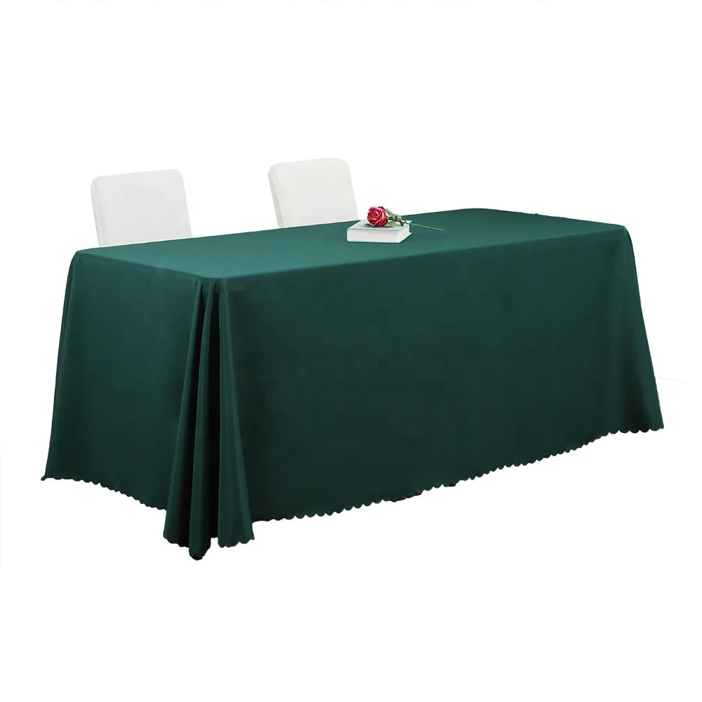 Heavy Fabric Emerald Green Rectangular Table Cloth for 6 Foot Table