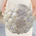Wholesale White Crystal Colorful Artificial Holding Flower Silk Rose Wedding Bridal Hand Bouquet for Bride Shower Event