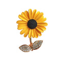 High-End Custom Women's Sunflower Yellow Rhinestone Brooch Pins Flower Design Brooches for Weddings Parties and Gifts